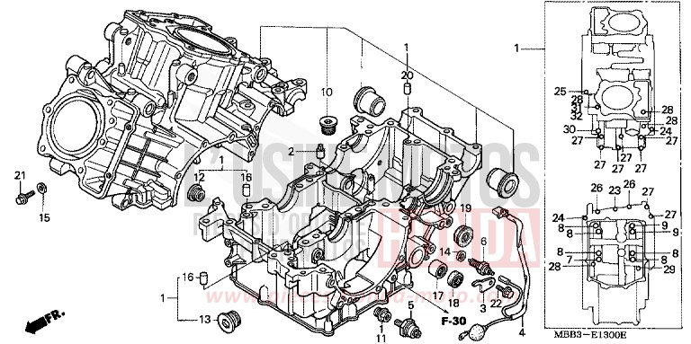 CARTER MOTEUR de VTR "FireStorm" ITALIAN RED (R157) de 1997